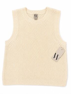 Worthington Cream Ribbed Crewneck Sweater Vest